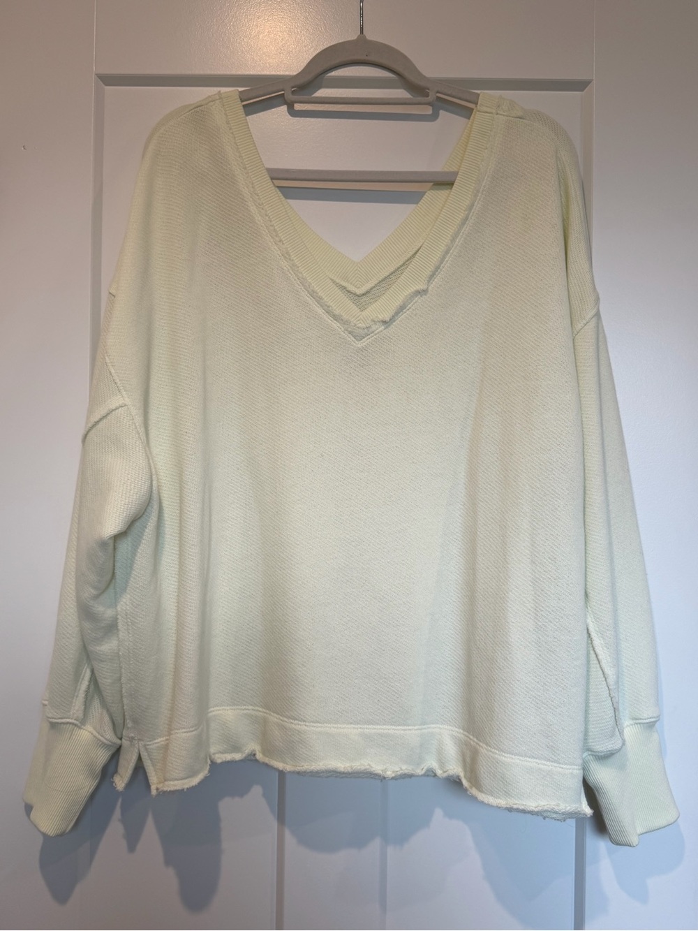 American Eagle Outfitters Pastel Green Oversized V-Neck Sweater